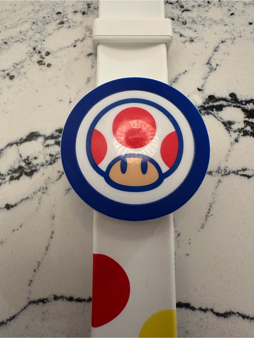 Nintendo White Kids Watch Strap with Blue Toad Emblem and Red Dots